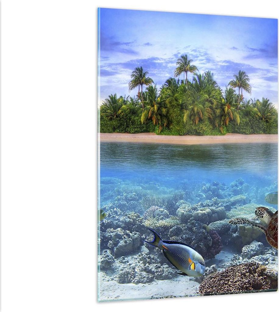 Bilder auf glas - Einteilig - Strand lagune wasser ozean - 80x120cm - Glasbilder - Wandbilder - Bilder - Wanddekoration aus Glas - Glas Bilder - Wa...