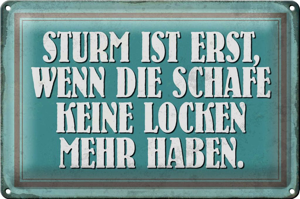 Blechschild Spruch 30x20cm Sturm wenn Schafe keine Locken