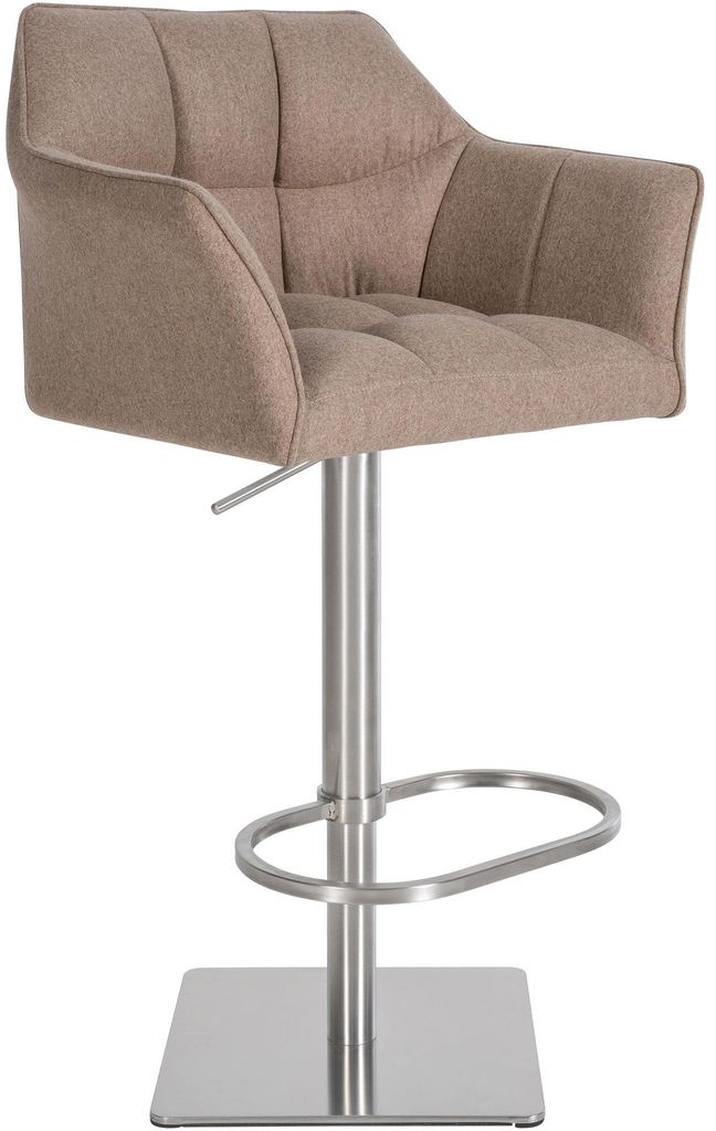 CLP Barhocker Damaso mit Filzbezug drehbar und höhenverstellbar bis 240 kg taupe Gestell Farbe edelstahl