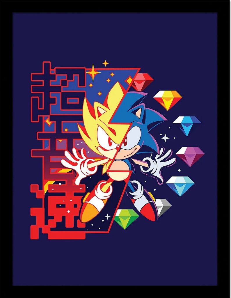 Sonic The Hedgehog - Gerahmtes Poster, Diamant PM8665 (40 cm x 30 cm) (Bunt)
