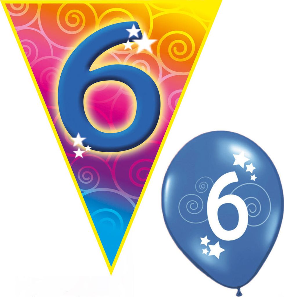Set Kindergeburtstag Luftballons und Girlande 6 Jahre Größe: ohne Attribut