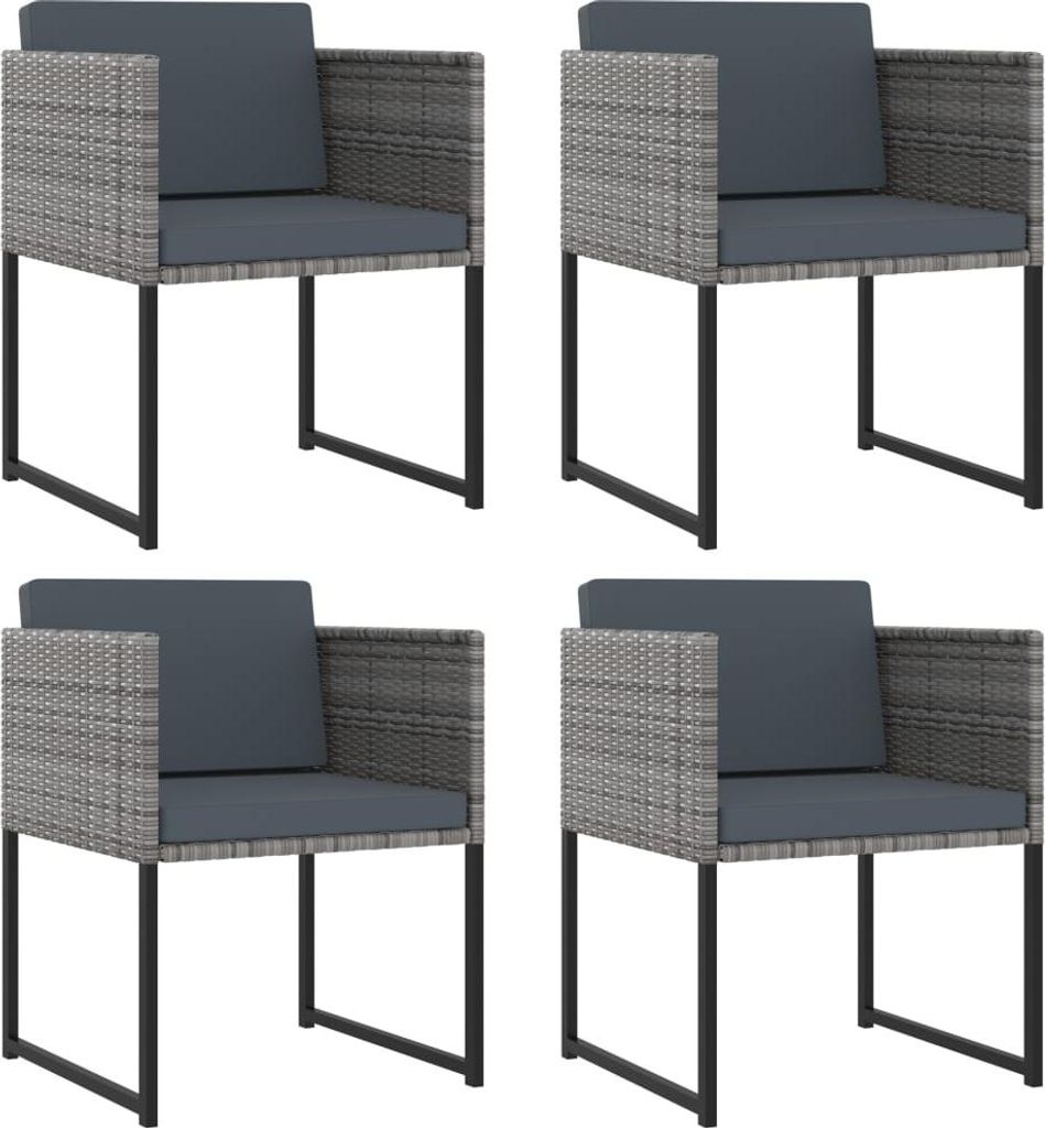 vidaXL 9-tlg. Garten-Essgruppe mit Kissen Poly Rattan Grau Produktbild 