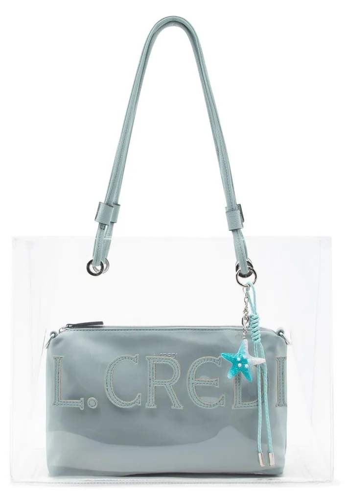 Sac d'épaule bleu menthe transparent imperméable L.CREDI Reja Bag