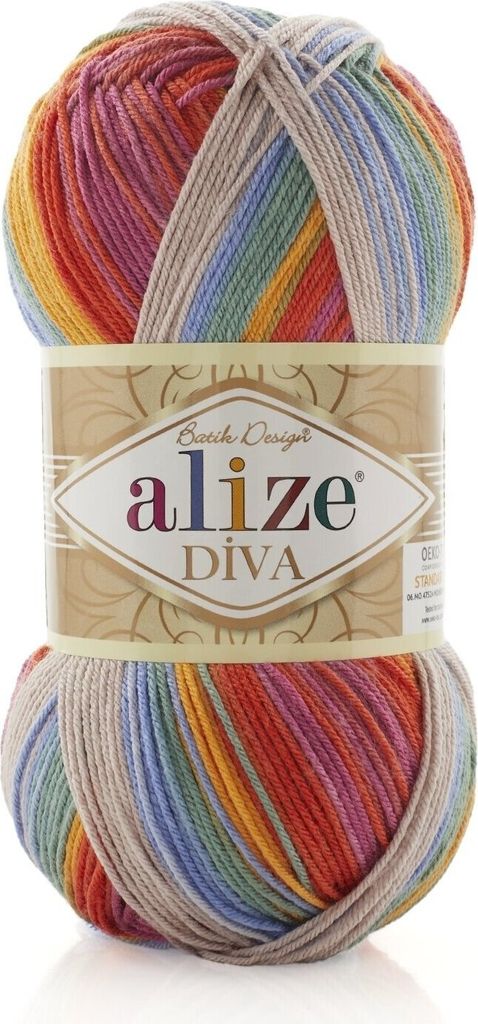 Alize Diva Batik 3242 Mikrofaser-Garn multicolor 100g/350m weich glänzend