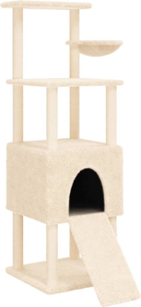 Kratzbaum mit Sisal-Kratzsäulen Creme 153 cm