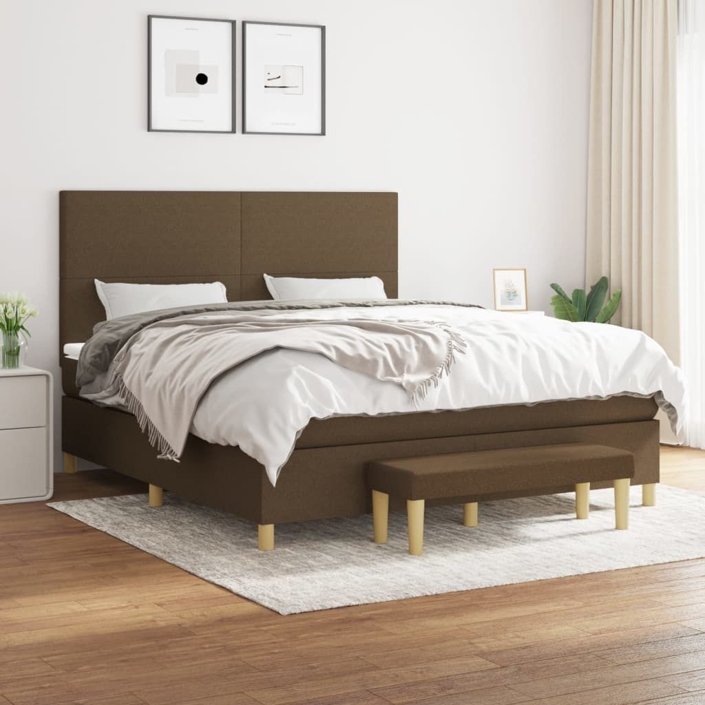 Boxspringbett mit Matratze Dunkelbraun 180x200 cm Stoff 3137016
