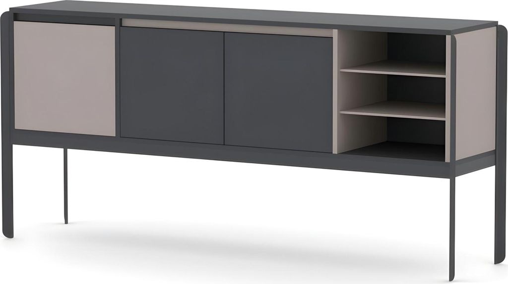 Büroschrank Sideboard Schrank Arbeitszimmer Regale Antrazhit Modern