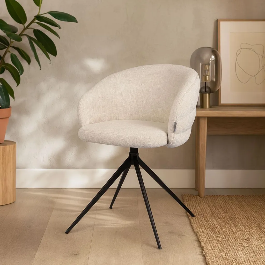 Chaise de repas pivotante pivot 360° Ruse en Blanc et Noir moderne 82cm