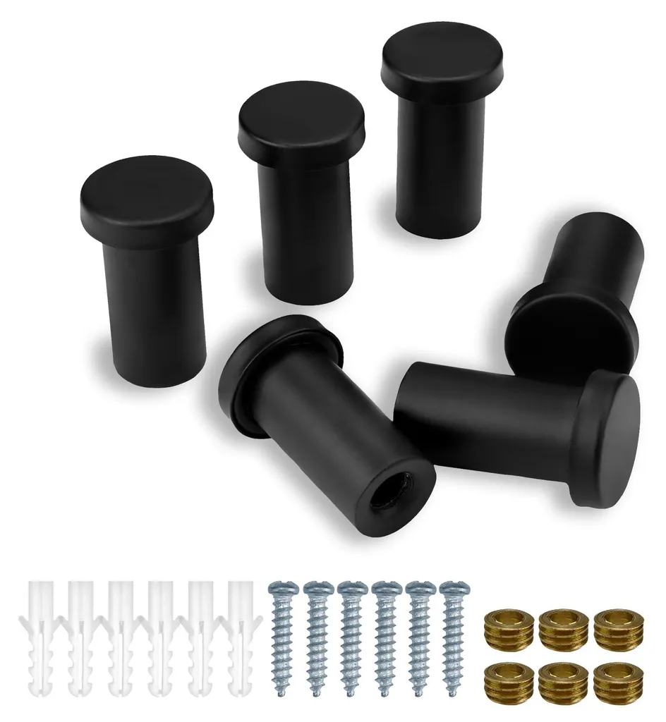 Crochet Noir Mat Lot de 6 - Finition Anti-Corrosion 36mm Fixation Murale