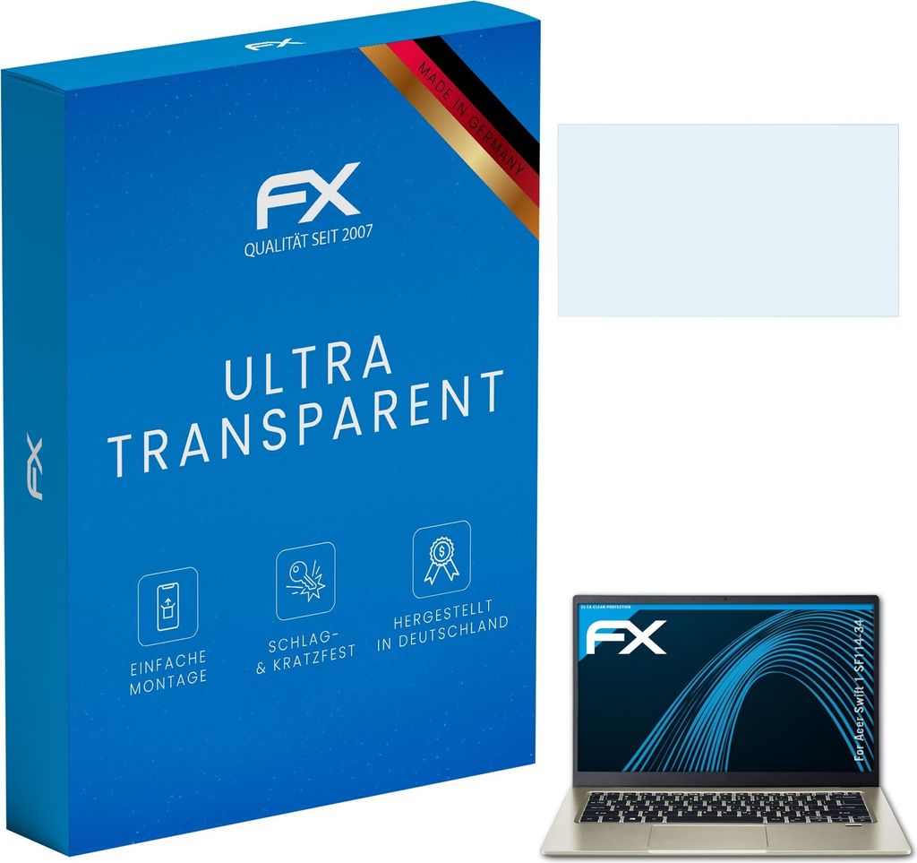 atFoliX FX-Clear 2x Schutzfolie kompatibel mit Acer Swift 1 (SF114-34) Displayschutzfolie
