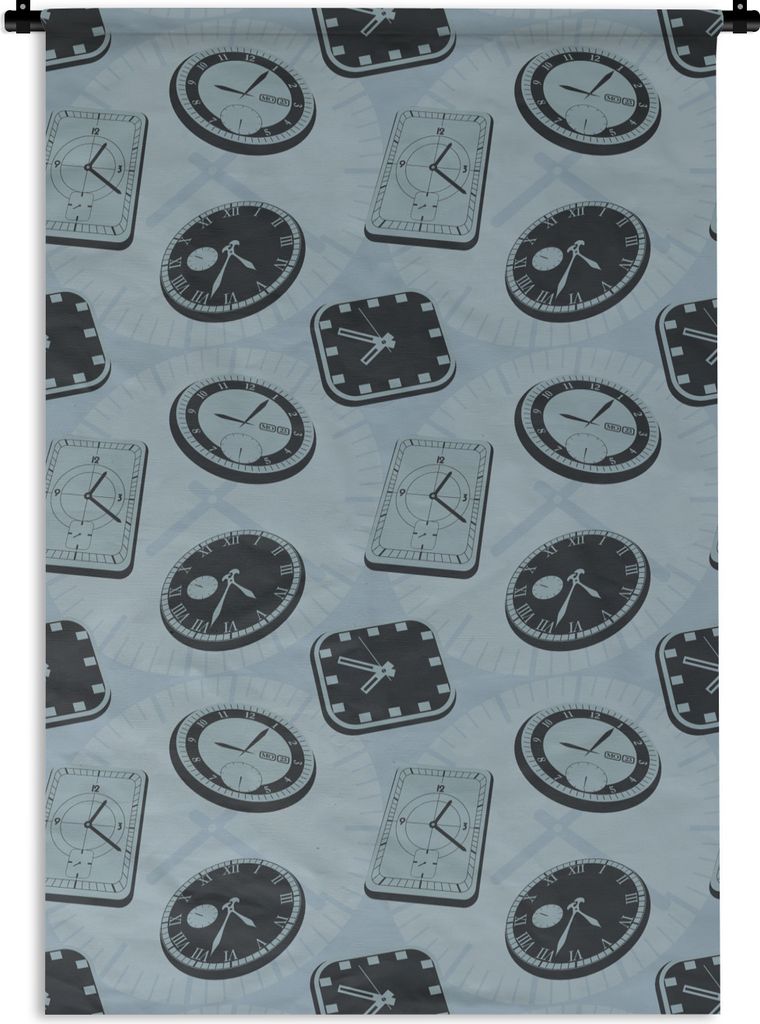 MuchoWow Wandteppich Wandbehang Uhr - Muster - Vintage 120x180 cm Tapisserie Dekoration Wandtuch - Schlafzimmer - Dekorationen für das Haus