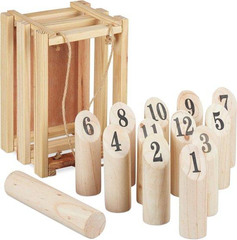 Holz-Werfspiel für draussen - Holzspiel für Familie und Freunde - Familienfreundliches draussen-Spiel - Werfspiel für Camping, Strand und Park -...