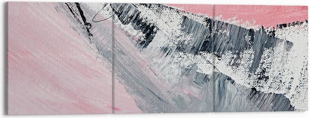 Bild auf Leinwand - Leinwandbild - 3 Teile - Rosa Grau Farbe - 150x50cm - Wand Bild - Wanddeko - Wandbilder - Leinwanddruck - Bilder - Wanddekorati...