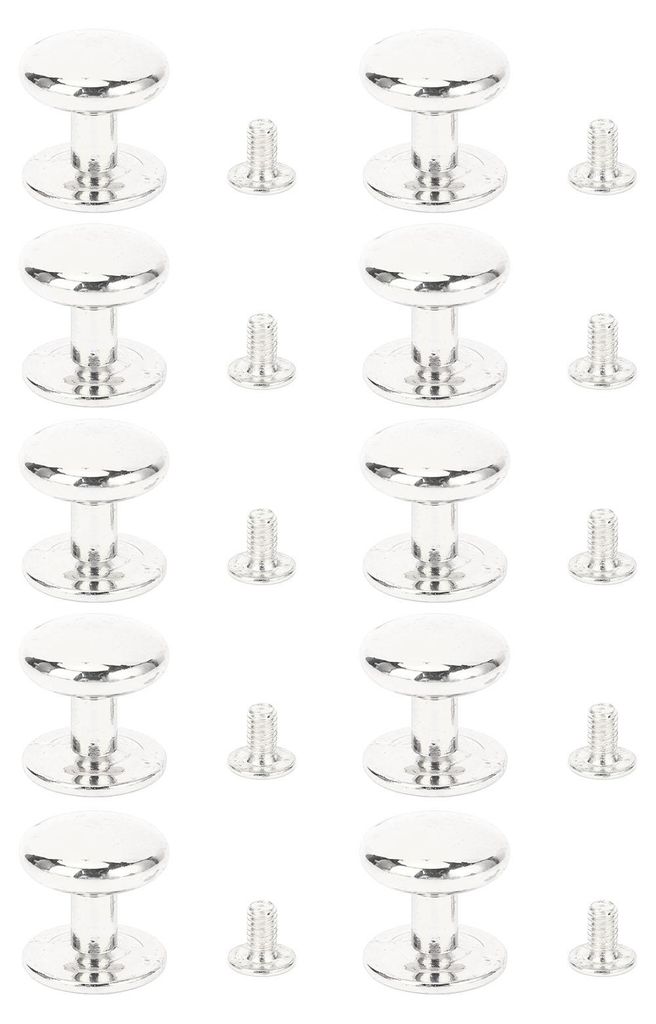10er-Set Rundkopf-Knopfnieten, 18 mm Durchmesser, Schraubnieten mit 8-mm-Schrauben für Schubladengriffe, Scherenbefestigungswerkzeug, Silber