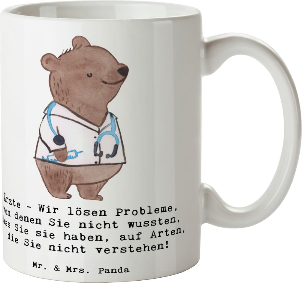 Mr. & Mrs. Panda Pott Arzt Probleme Lösen - Weiß - Geschenk, Liebe, Berufe, Teepott, Kaffeetasse, Ärzte, humorvoll, haferl, Berufsliebe, Beruf, ...
