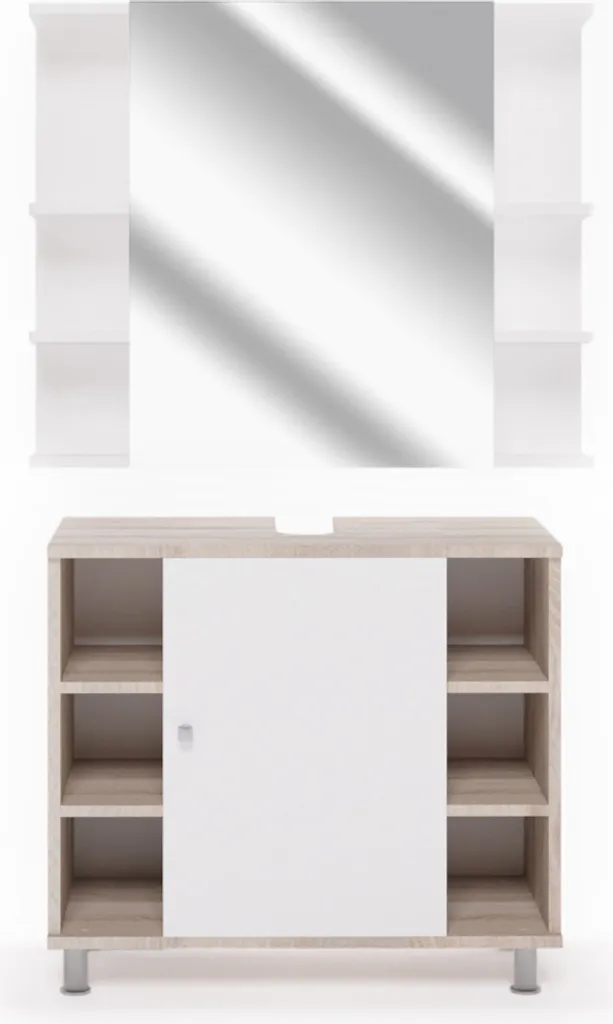 Meuble de rangement salle de bain 2 pièces pour studio et petite pièce