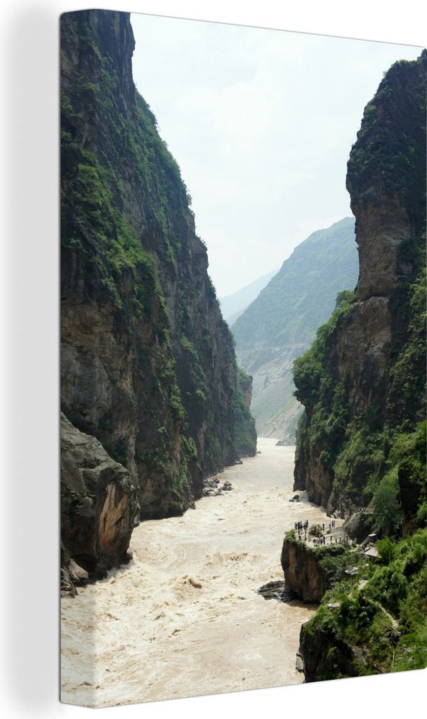 OneMillionCanvasses - Leinwandbilder - 90x140 cm, Fließender Fluss in der Tigerschlucht in China, Wandbilder Kunstdruck Wanddekoration - Foto au...