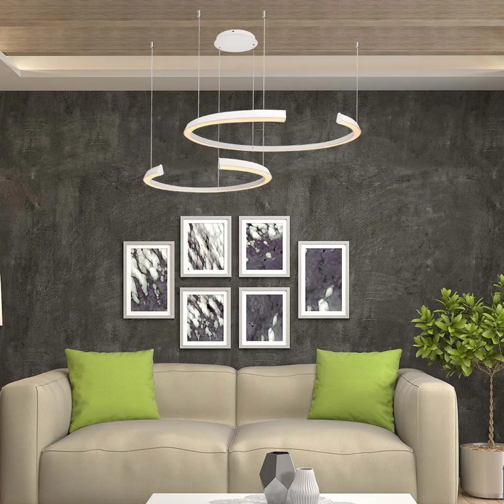 Suspension LED dimmable TRIAC métal blanc 118 cm éclairage modulable - 6