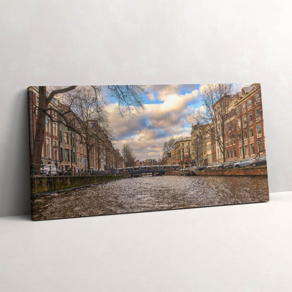 Gracht in Rotterdam – Leinwandbild Wandbild – 140x70 cm – Leinwandbilder – Wandbilder – Schlafzimmer – Flur