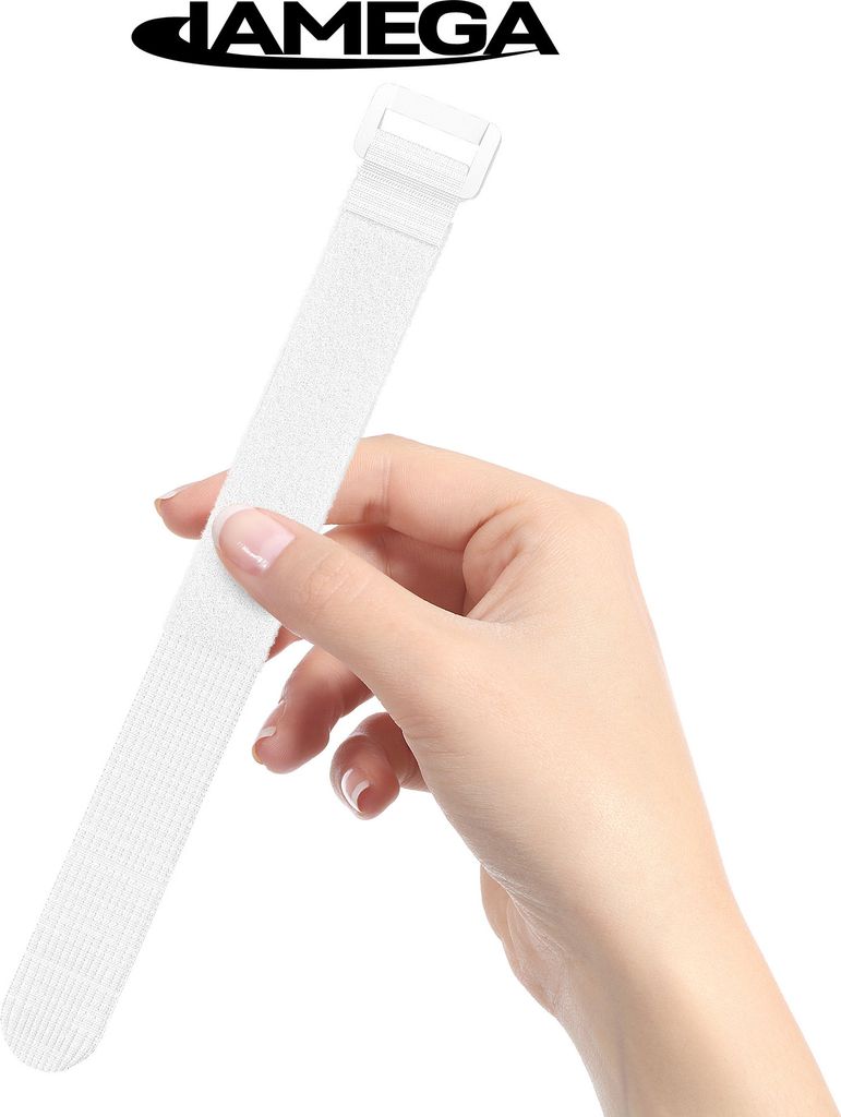 Klett-Kabelbinder - wiederverwendbar Klettverschluss 20 x 300mm Weiß Universell