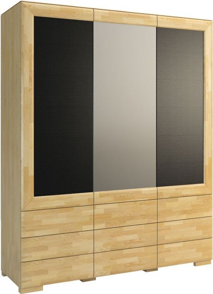 Steiner Shopping Schlafzimmerschrank, Farbe: Eiche / Schwarz 224x182x61 cm