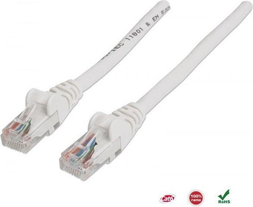 Patchkabel 100 % Kupfer Intellinet Cat.6 UTP, 0,5 m, Weiß