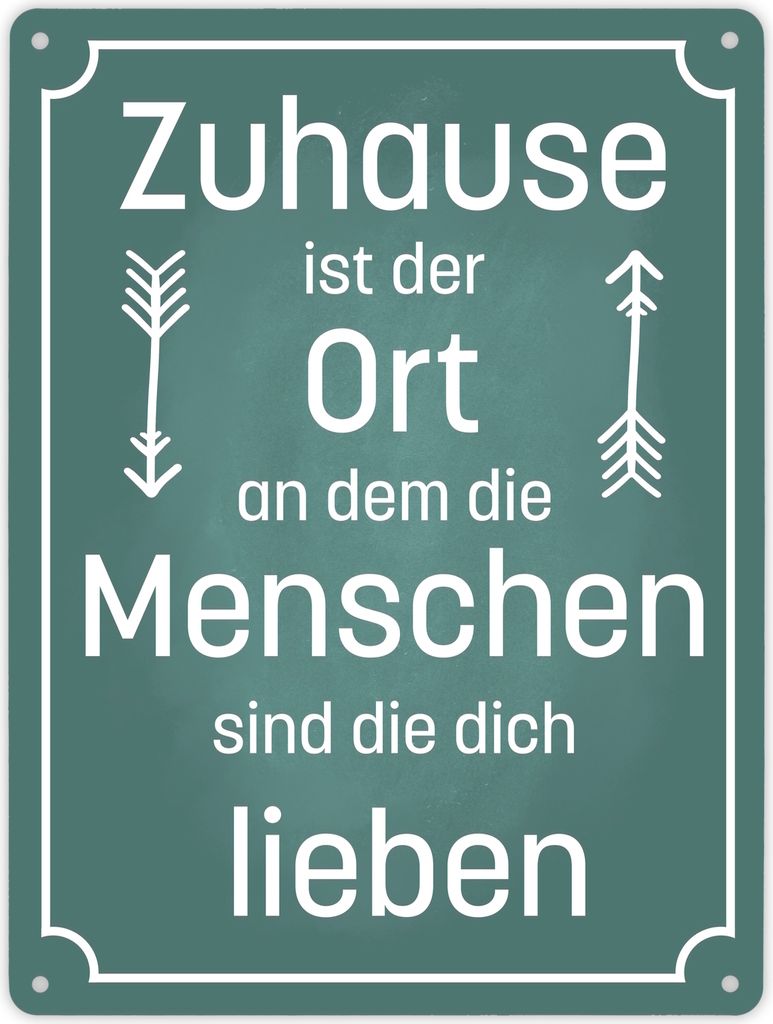 Metallschild XL in 21x28 cm mit schönem Spruch über das Produktbild 
