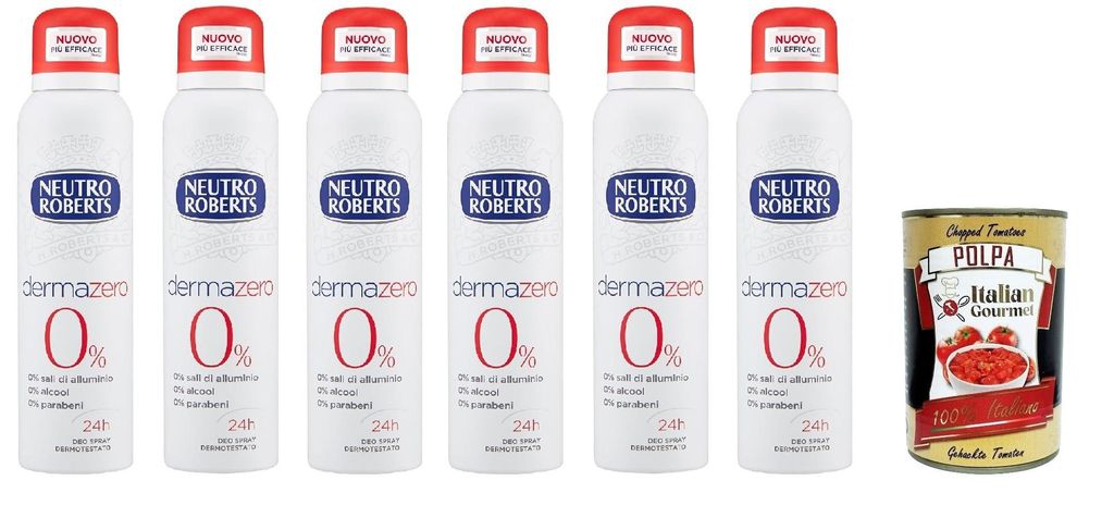 Neutro Roberts, Dermazero Deodorant Spray, Zero Alkohol, keine Flecken, mit reinem Glycerinöl, Deodorant für Damen und Herren, getestet, 6x 150 m...