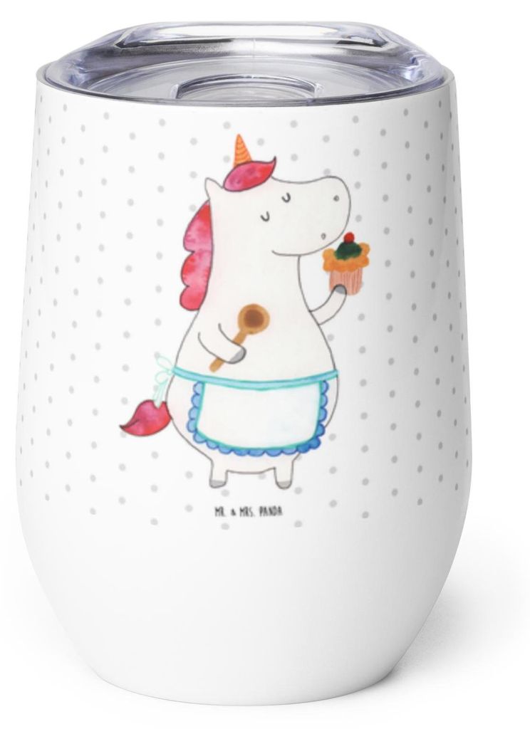 Mr. & Mrs. Panda Thermo Becher Einhorn Küche - Weiß - Geschenk, glühwein tasse, Torte, Einhörner, thermosbecher, kaffee, Unicorn, Muffin, Therm...