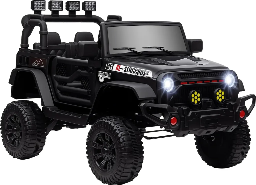 Buggy Électrique Enfant UTV 12V avec Roues Suspendues et Musique Noir