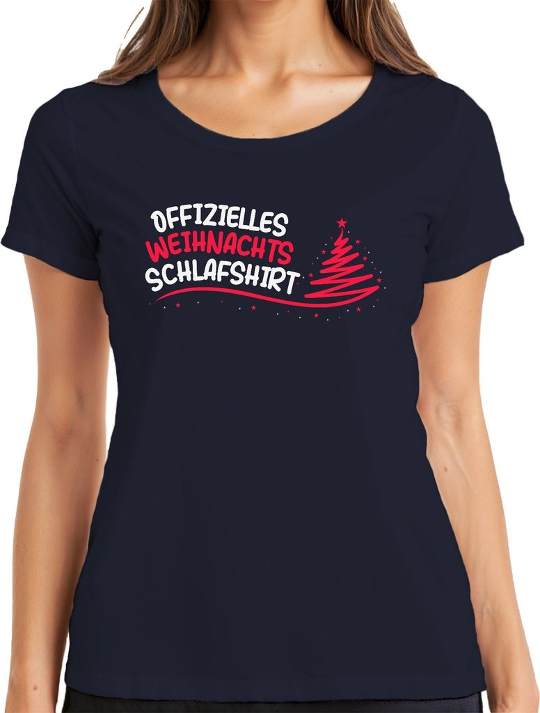 Offizielles Weihnachts-Schlafshirt Christbaum - Weihnachten Xmas Christmas Damen T-Shirt, Navy, 3XL