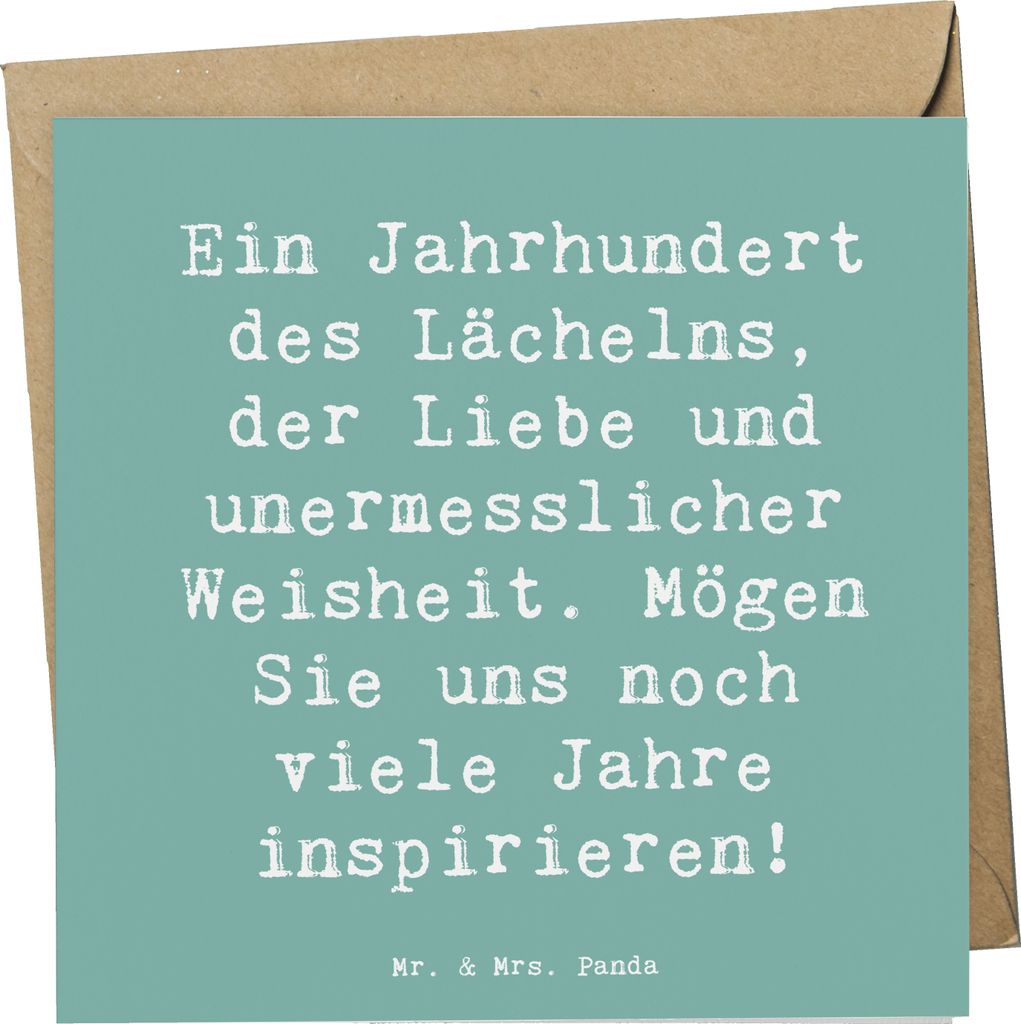 Mr. & Mrs. Panda Glückwunschkarte Spruch 100. Geburtstag Weisheit - Meeresbrise - Geschenk, unvergessliche Momente, Feier, anlasskarte, faltkarte,...