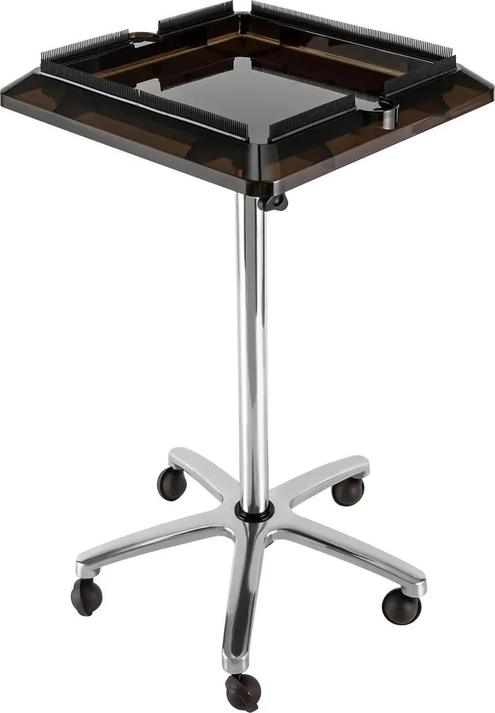 Support perruques professionnel en métal avec plateau de rangement