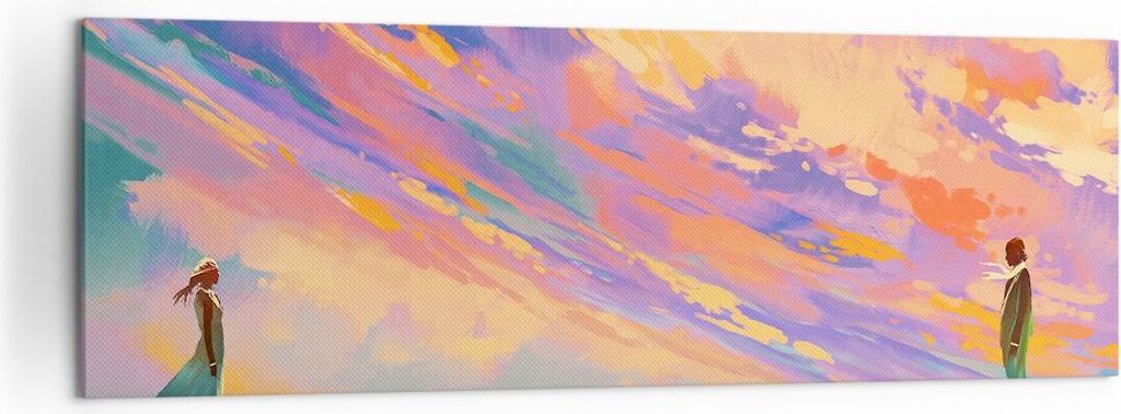 Bild auf Leinwand - Leinwandbild - Menschen Wiese Natur - 160x50cm - Wand Bild - Wanddeko - Leinwanddruck - Bilder - Kunstdruck - Wanddekoration - ...