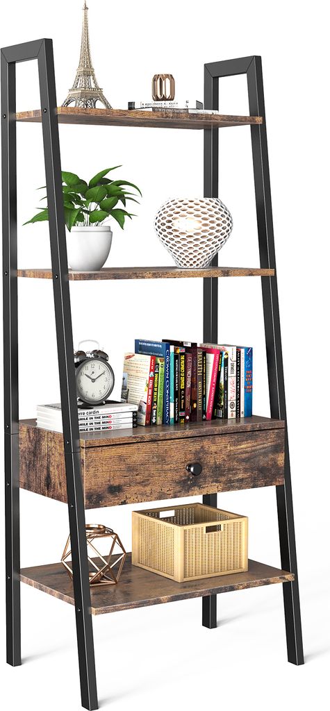 Hohes Bücherregal Mit 5 Ebenen – Platzsparendes Regal Für Bücher, Ordner & Deko