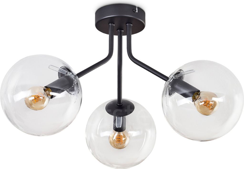 Fossobiubo Deckenlampe aus Metall/Glas in Schwarz/Klar