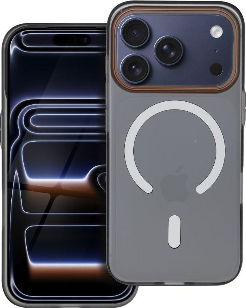 Case passend für iPhone 16e (SE4 2025) / 17e Go Orange kompatibel mit MagSafe black
