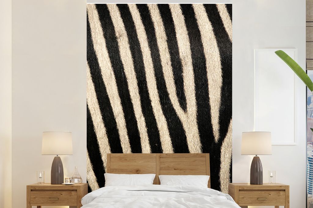 MuchoWow Fototapete für Wohnzimmer oder Schlafzimmer Wandtapete Vinyl Motivtapete Tiere - Zebra - Muster - 225x350 cm - Schlafzimmer tapete