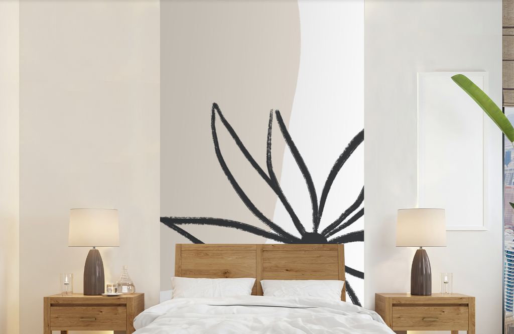 MuchoWow Fototapete für Wohnzimmer oder Schlafzimmer Wandtapete Vinyl Motivtapete Blumen - Minimalismus - Pastell - 120x240 cm - Hintergrundbild