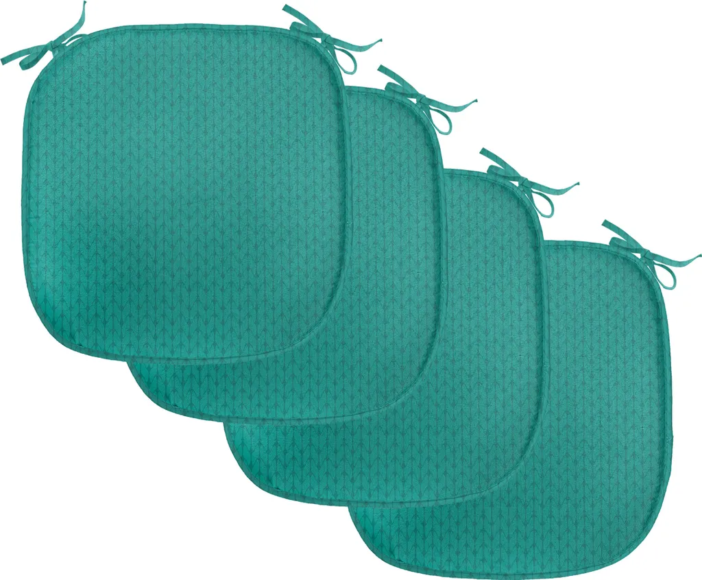 ABAKUHAUS Lot de 4 Galettes de Chaise Teal 40x40cm Assise Imperméable