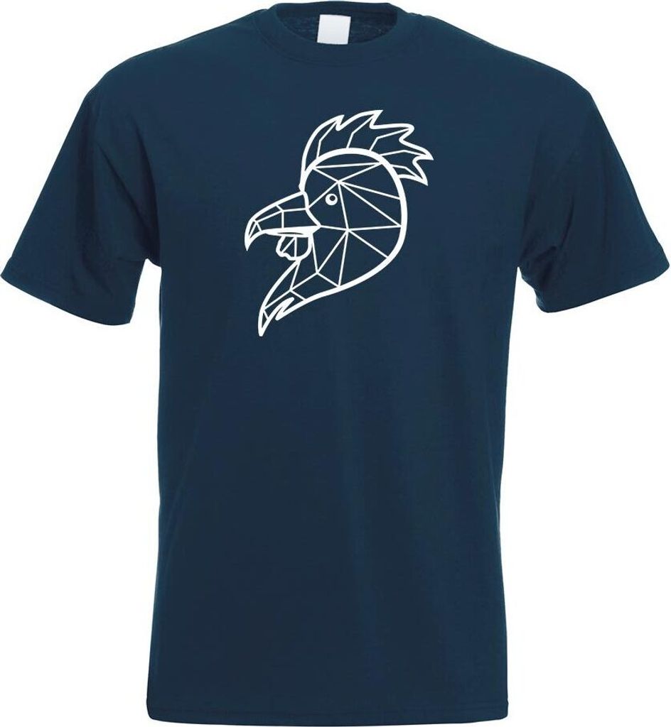 Kiwistar - T-Shirt - Navy - Polygon Hahn Gockel Tier Art Herren Funshirt Bedruckt Design Sprüche Spruch Motive - mit Motiv Bedruckt - Funshirt Des...