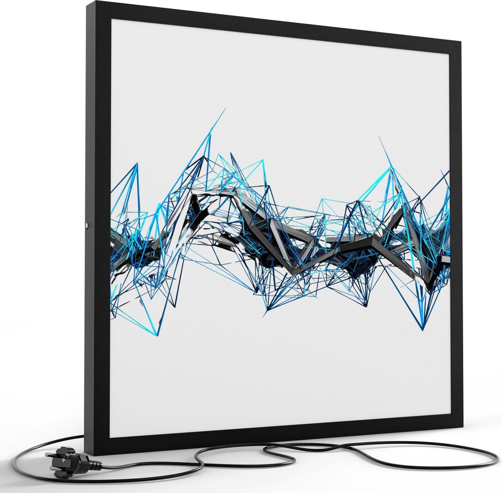 DEQORI LED-Bild & Lampe 60x60 cm Schwarz 'Virtuelles Wellenband' Leuchtbild LED Leuchte