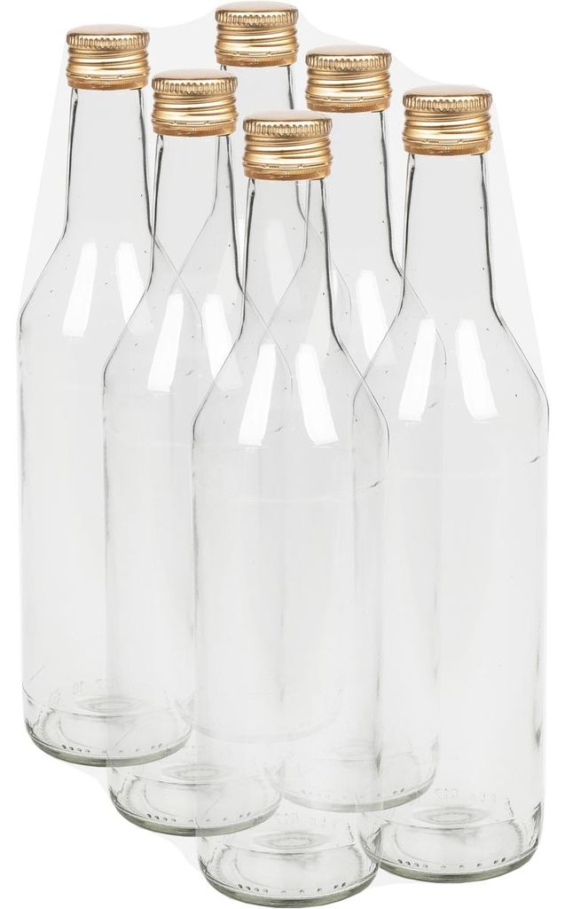Glasflasche mit goldenem Schraubdeckel 6x 500ml