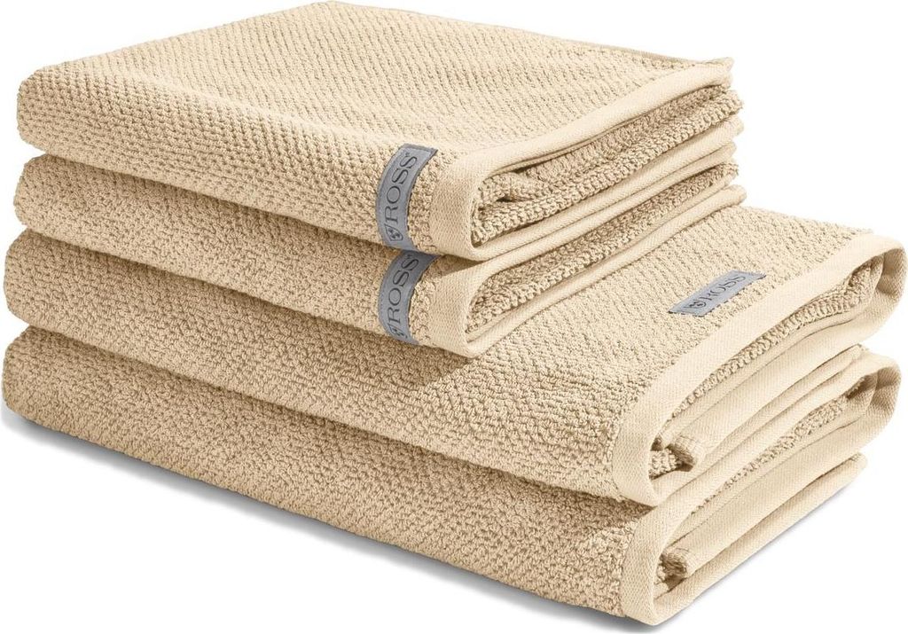 Ross Selection 2 X Handtuch 2 X Duschtuch im Set Frottee aus Bio Baumwolle 540 g/m², Weich saugstark und schnell trocknend, Gewebte Bordüre in vi...