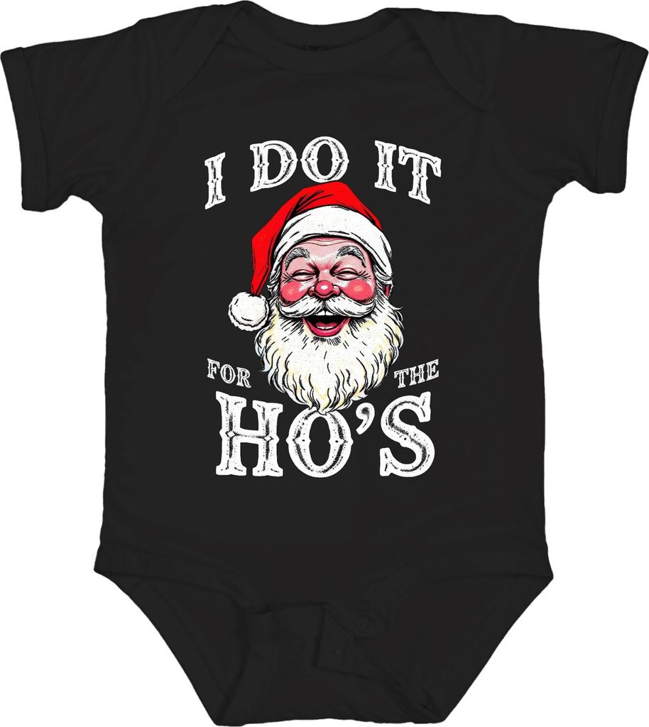 I DO IT FOR THE HO'S Weihnachtsmann Humor lustig Weihnachten Unisex Baby Body, Schwarz, 0/3