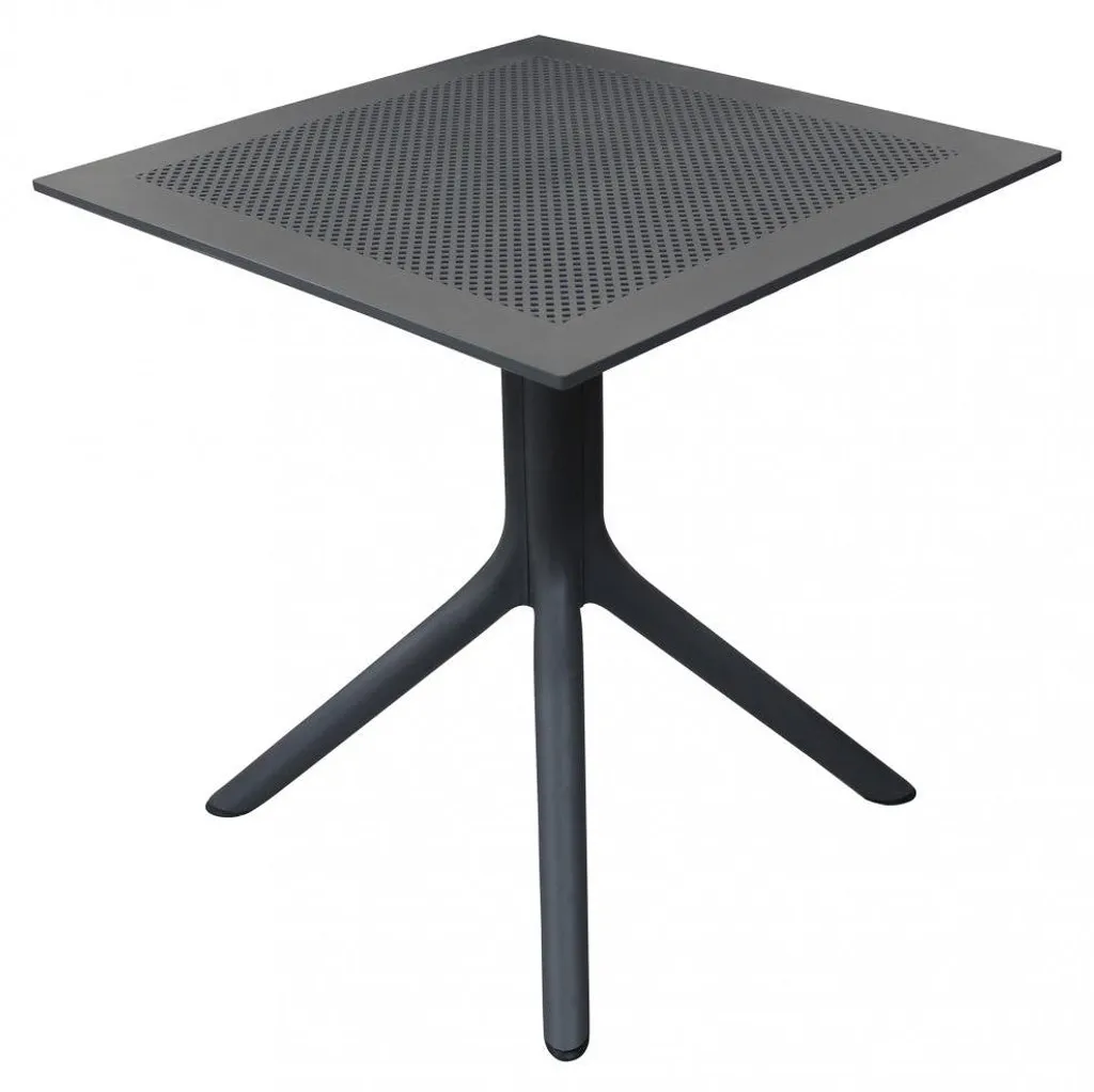 Table carrée anthracite Jarvis 80x80 cm en polypropylène pour extérieur