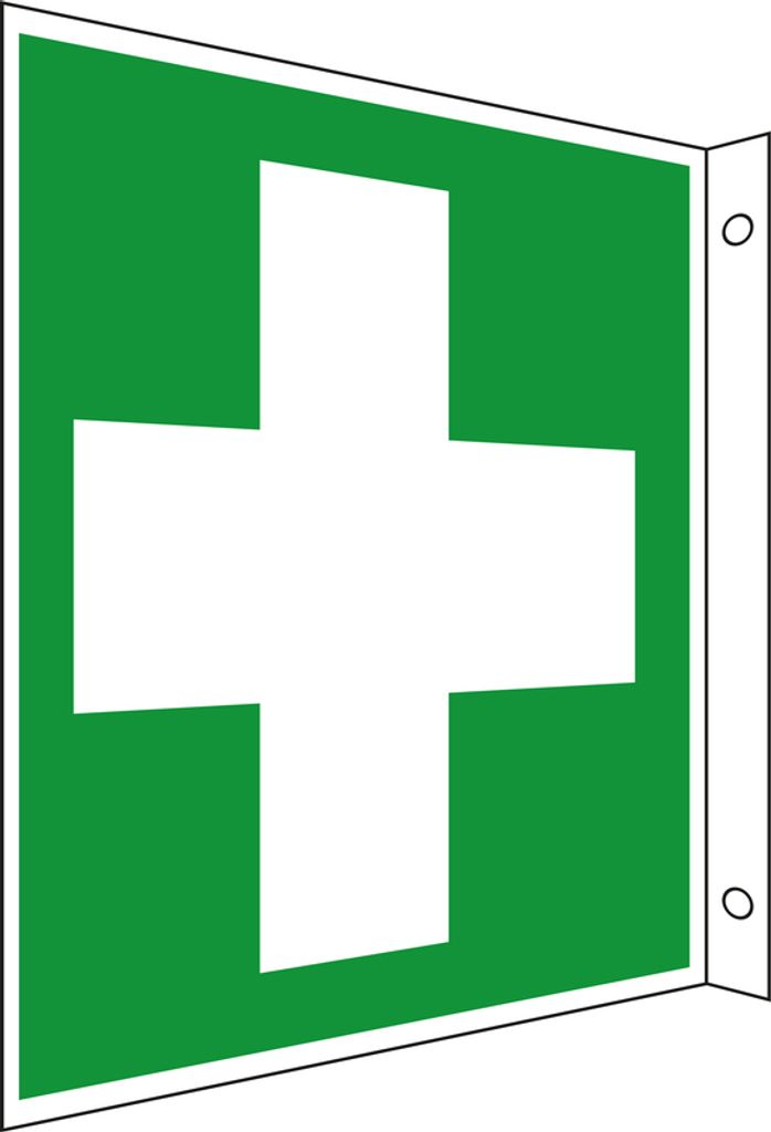 Rettungs-Fahnenschild "Erste Hilfe Fahnenschild", für Innen- und Außenbereiche, in verschiedenen Größen verfügbar, Maße 20 x 20 cm, Material ...