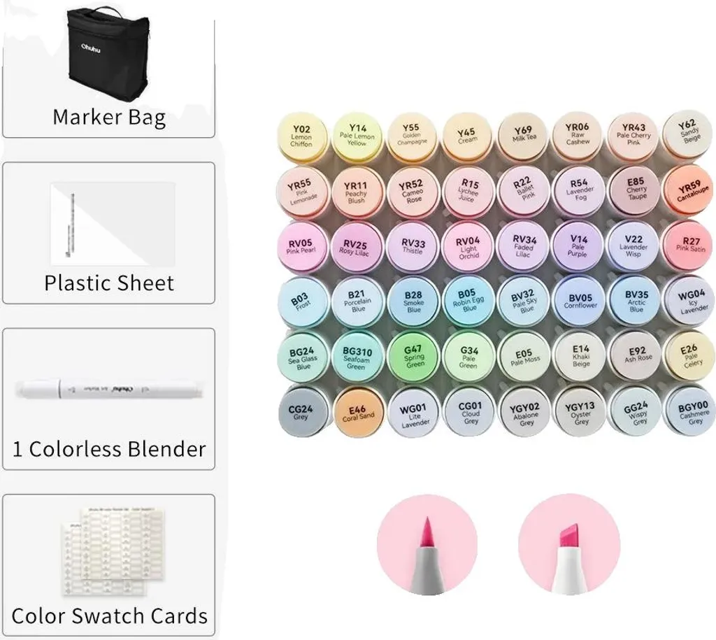 Marqueurs pour manga et illustration 48 couleurs pastel double pointe pro