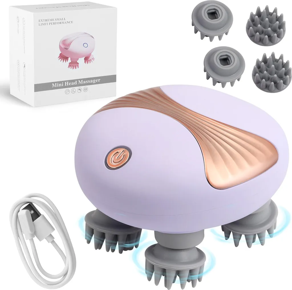 Masseur Électrique Tête & Cuir Chevelu IPX7 Violet - Soulage Tensions
