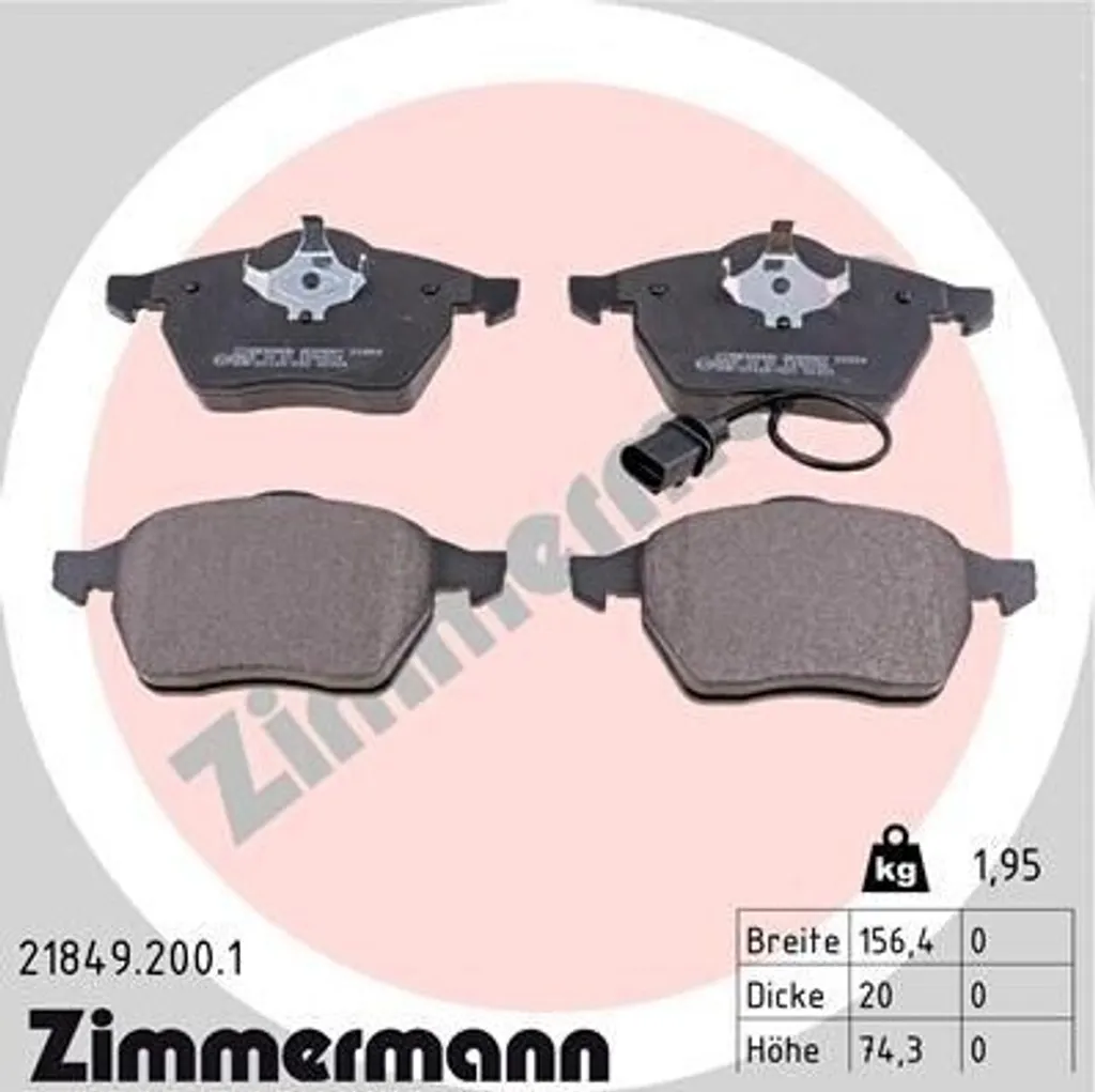 Plaquettes de frein Zimmermann 21849.200.1 pour Sharan et Galaxy